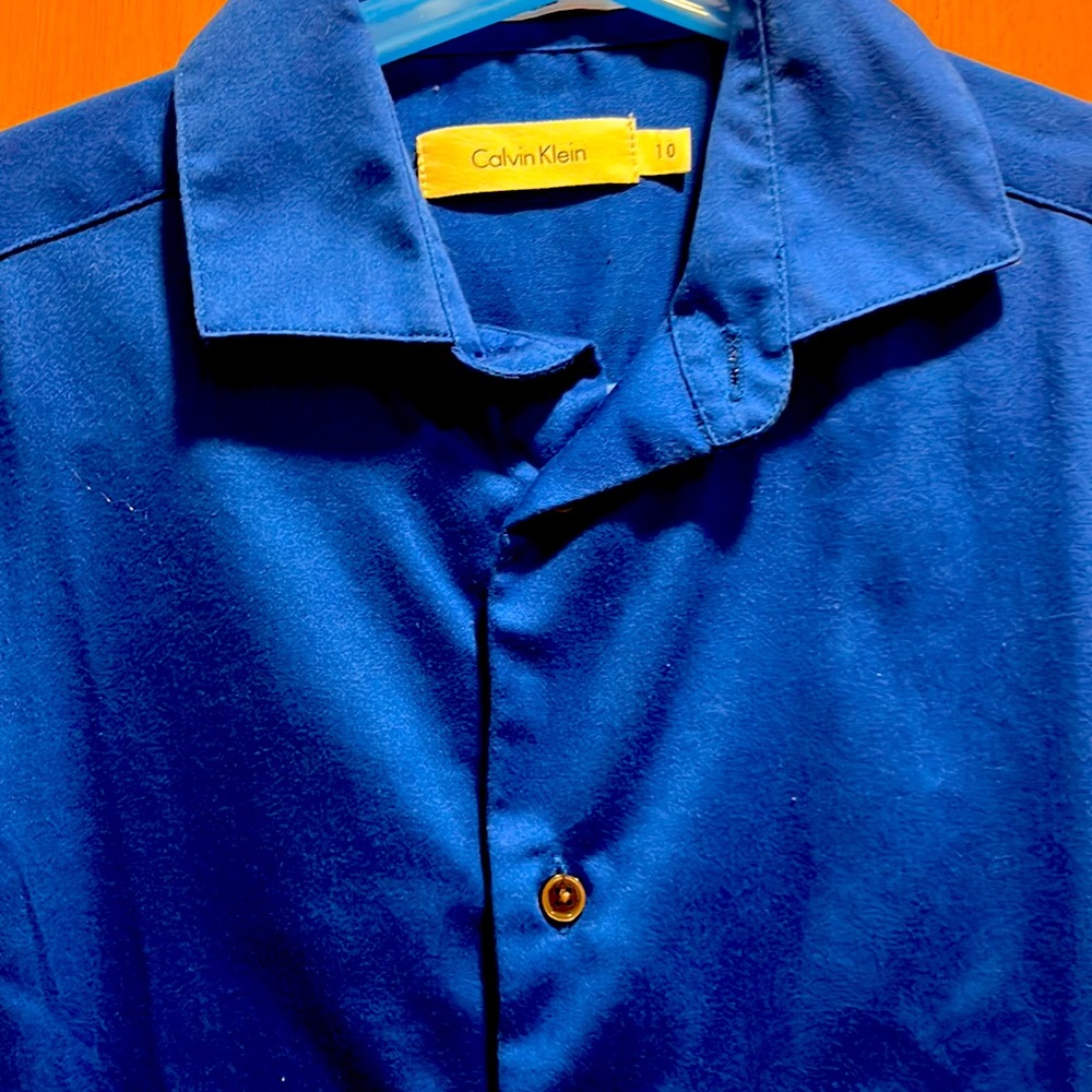 Size 10 button up collar Calvin klein shirt for boys